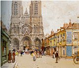 Eugene Galien-laloue Canvas Paintings - La Cathedrale de Reims
